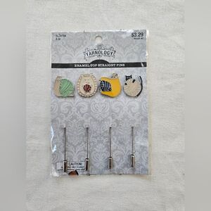 Yarnology Enamel-Top Straight Pins with Animal Designs